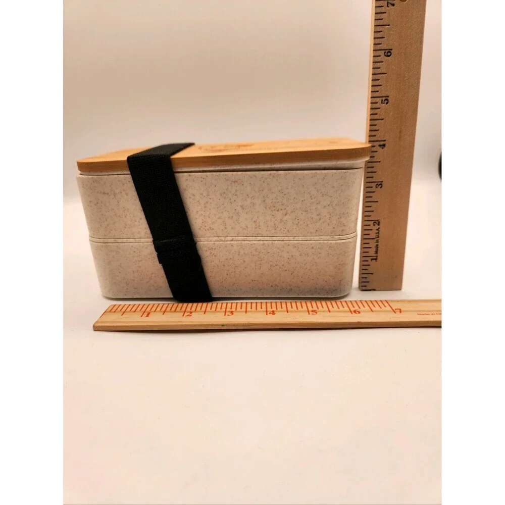 New (2) Layered Bento Box With Utensils